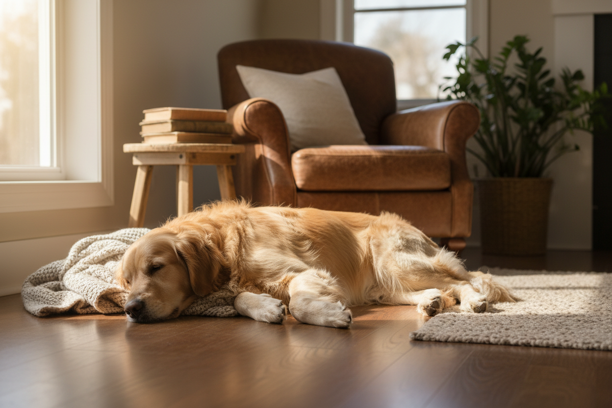 Mi perro duerme en el suelo: causas, riesgos y cómo solucionarlo